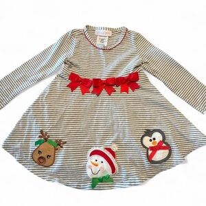 Bonnie Baby Christmas Dress with Red Bow Accents 18 months